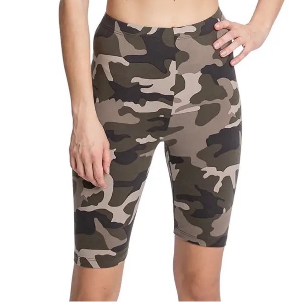 Army Camo Green High Waist Biker Shorts